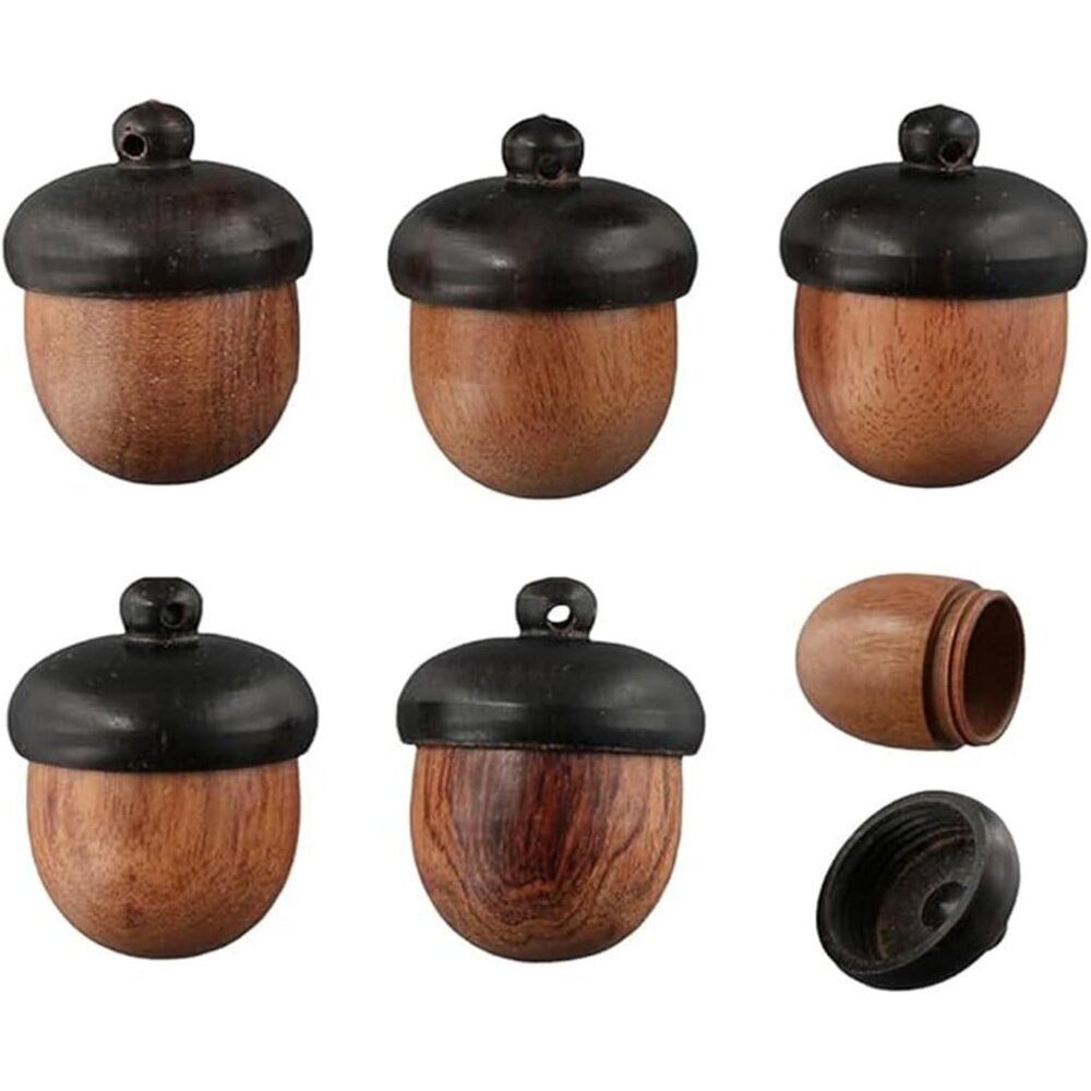 5Pcs Wood Acorn Charms Pendants,Disconnectable Acorn Nut Box Charms for DIY Jewe